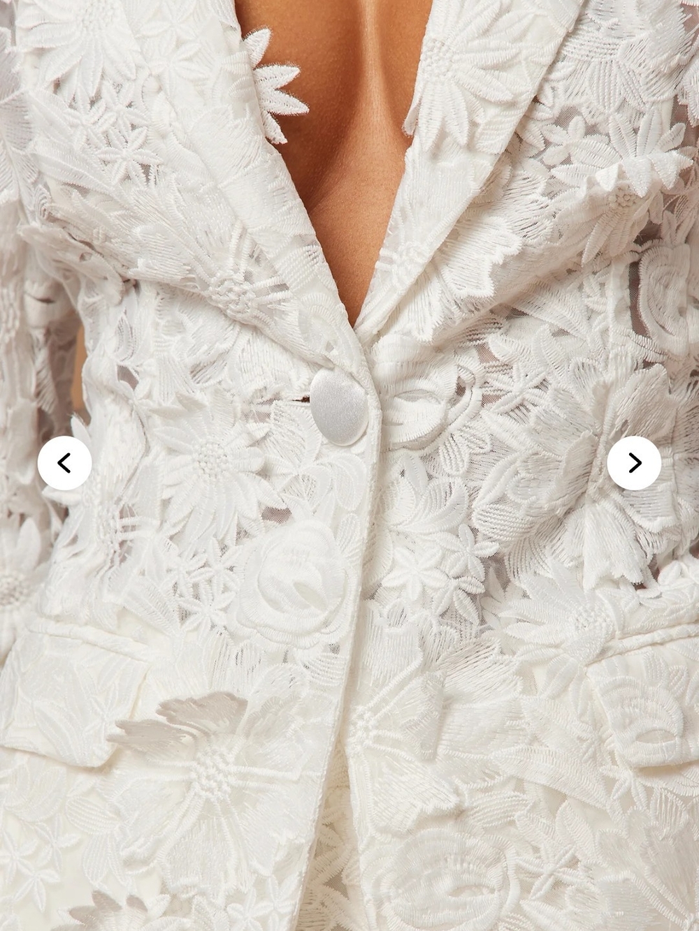 Elegant Fashion Nova Denise Embroidered Blazer/Jacket - White Lace - Picture 2 of 5